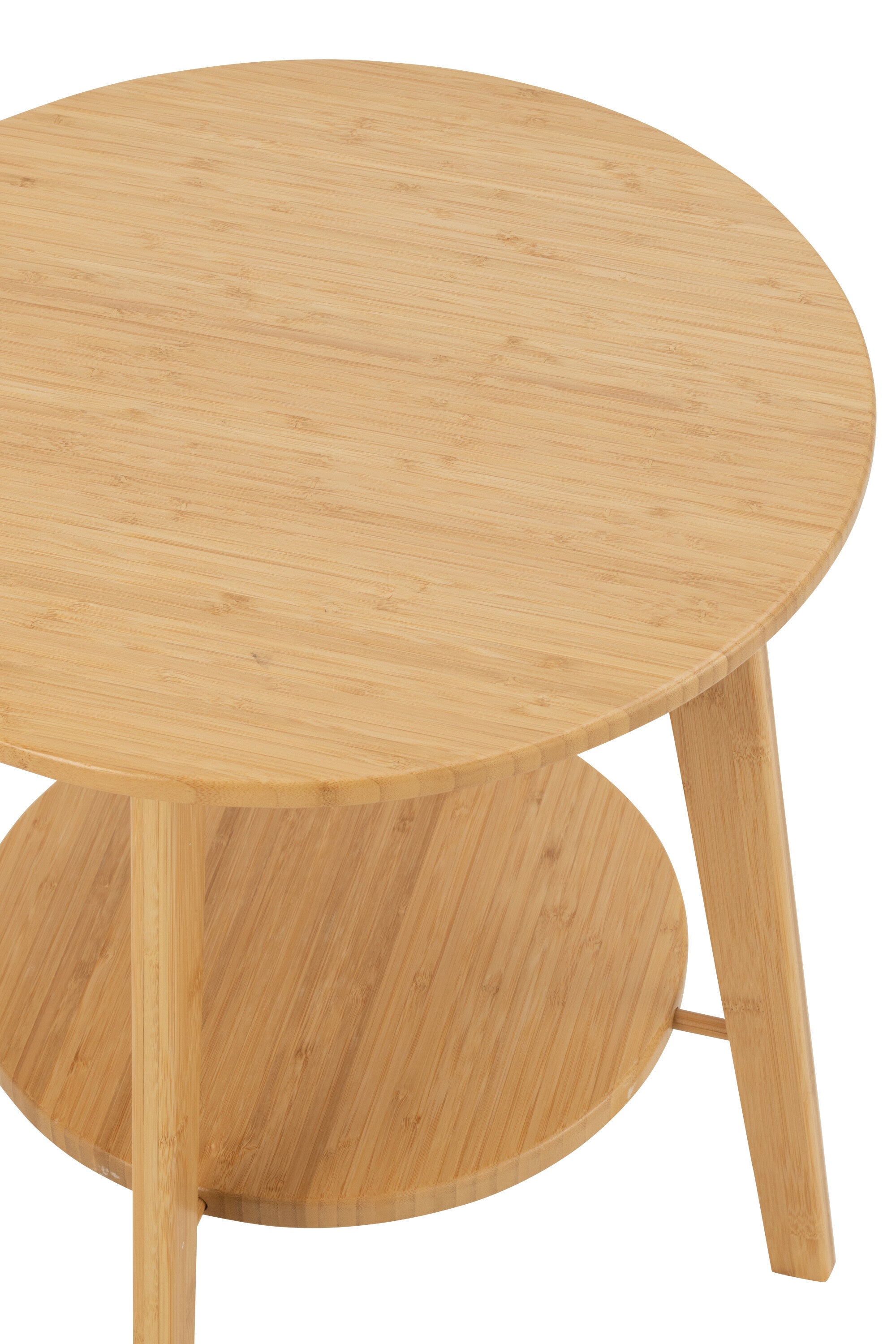 Bijzettafel Rond Bamboe Naturel Small - Bijzettafel - J-Line - livinglovely.nl
