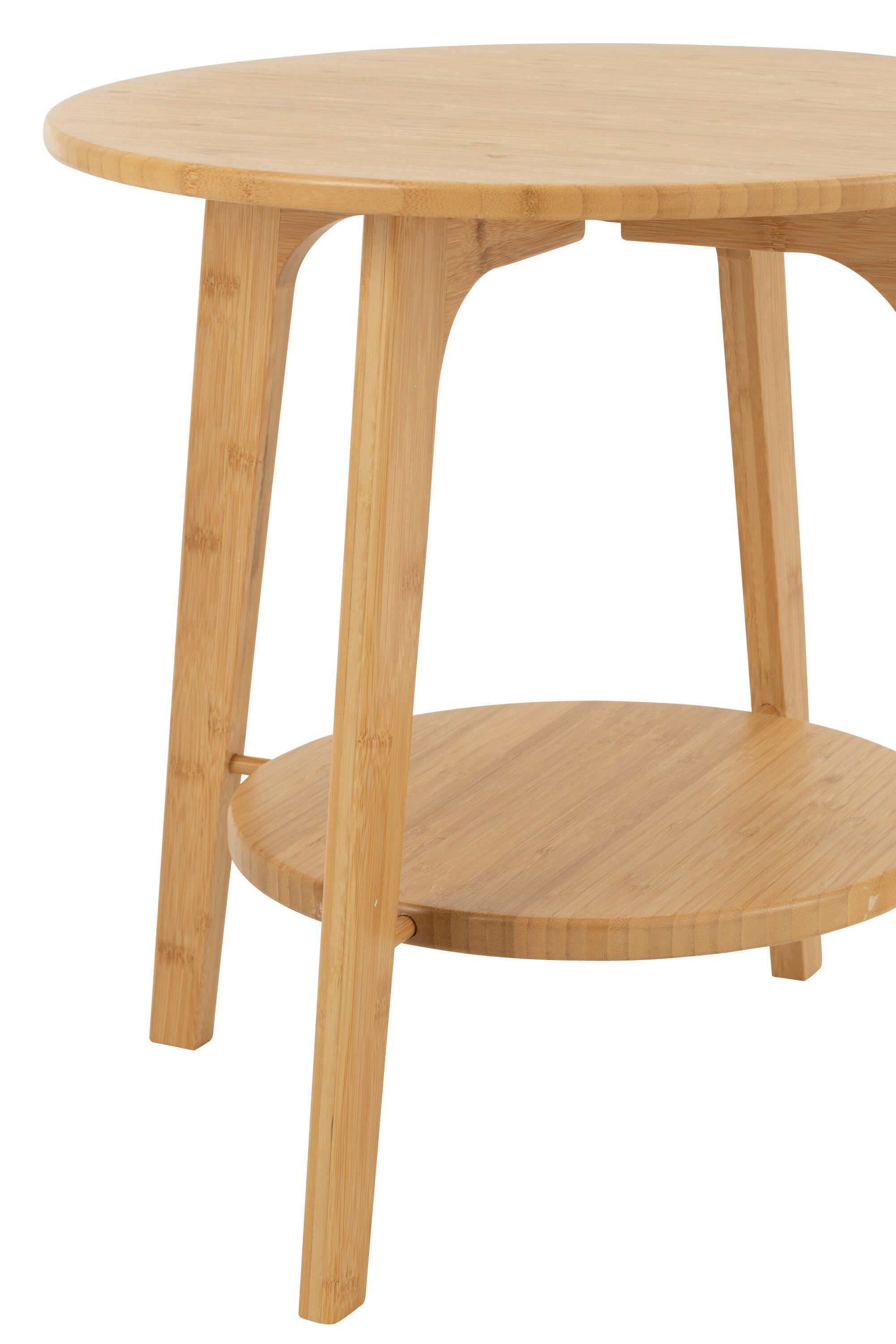 Bijzettafel Rond Bamboe Naturel Small - Bijzettafel - J-Line - livinglovely.nl