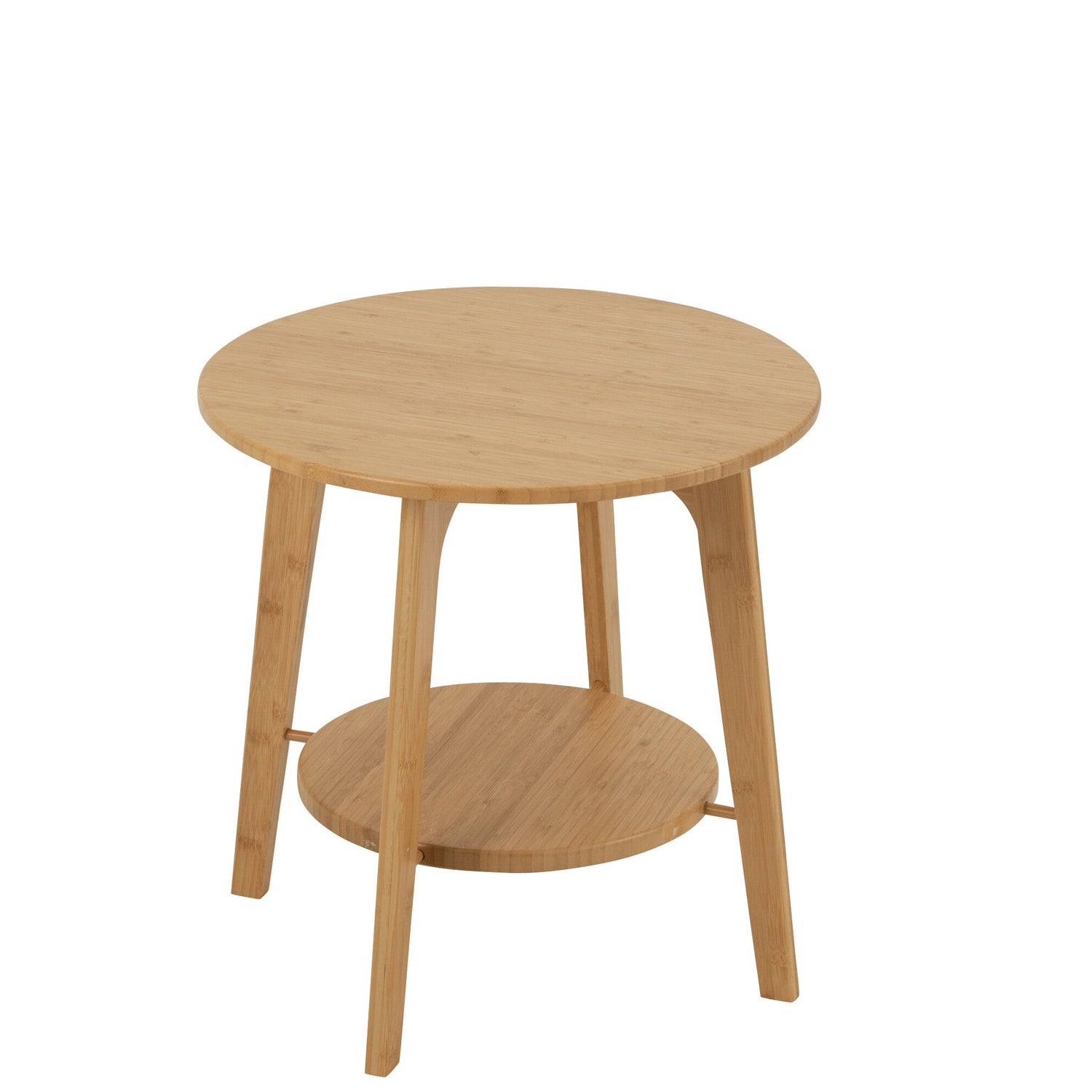 Bijzettafel Rond Bamboe Naturel Small - Bijzettafel - J-Line - livinglovely.nl