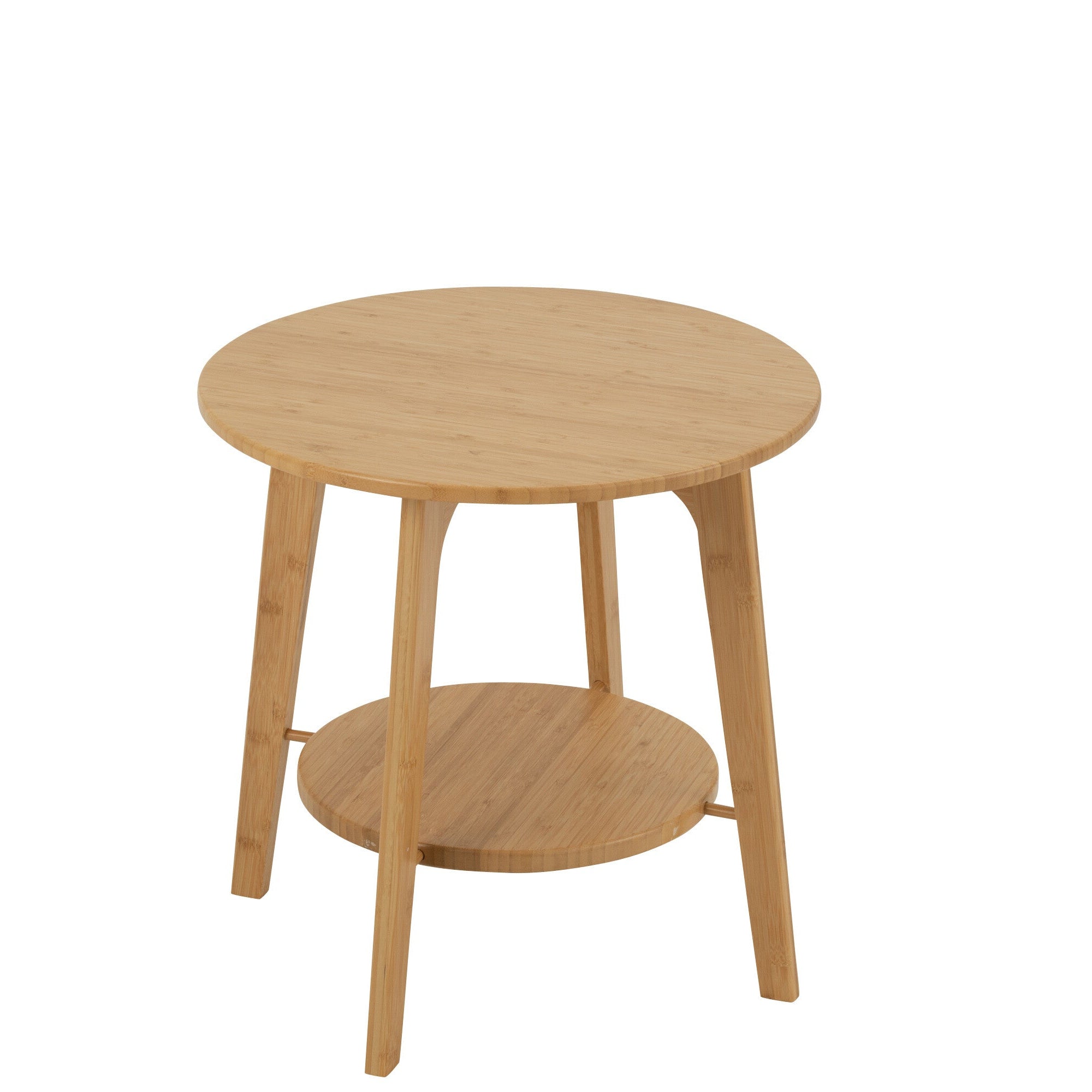 Bijzettafel Rond Bamboe Naturel Small - Bijzettafel - J-Line - livinglovely.nl