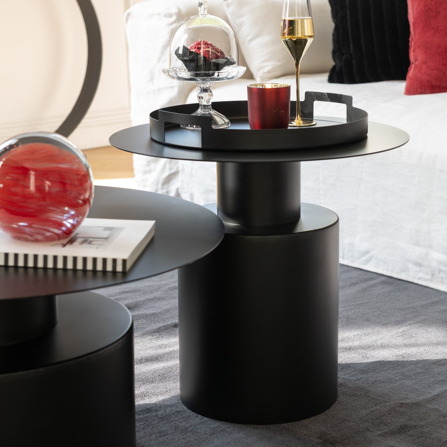Bijzettafel Rond Metaal Zwart - Bijzettafel - J-Line - livinglovely.nl