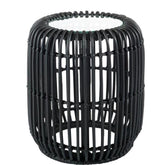 Bijzettafel Rond Rotan/Glas Mat Zwart - Bijzettafel - J-Line - livinglovely.nl