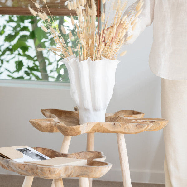 Bijzettafel Splash Teak Hout Naturel Set van 2 - Bijzettafel - J-Line - livinglovely.nl