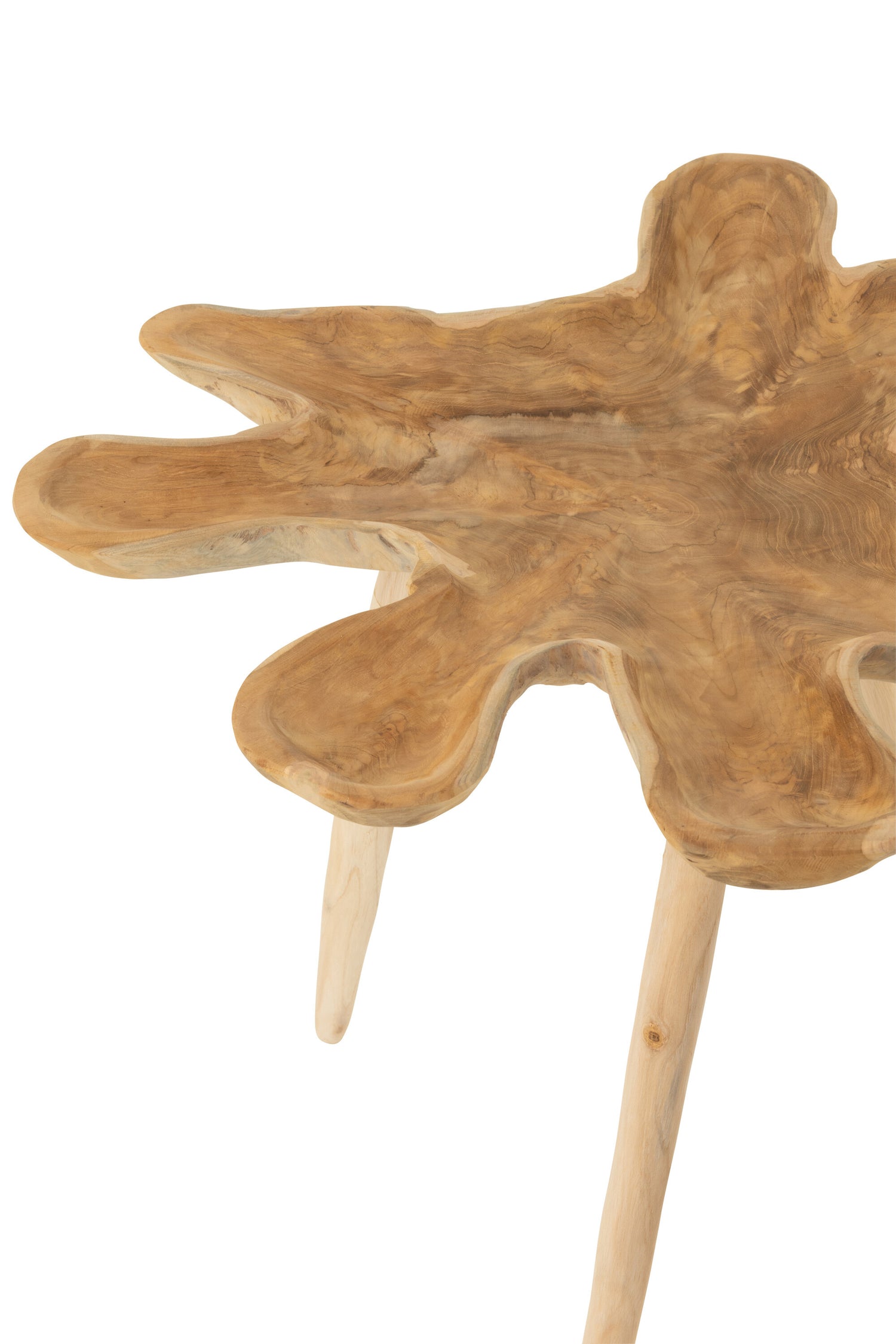 Bijzettafel Splash Teak Hout Naturel Set van 2 - Bijzettafel - J-Line - livinglovely.nl