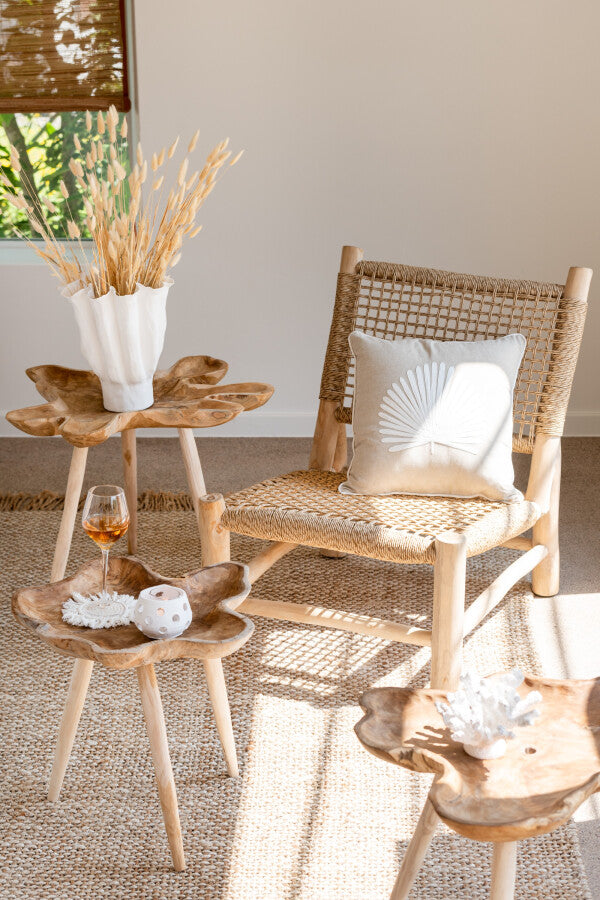 Bijzettafel Splash Teak Hout Naturel Set van 2 - Bijzettafel - J-Line - livinglovely.nl