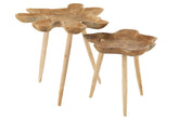 Bijzettafel Splash Teak Hout Naturel Set van 2 - Bijzettafel - J-Line - livinglovely.nl