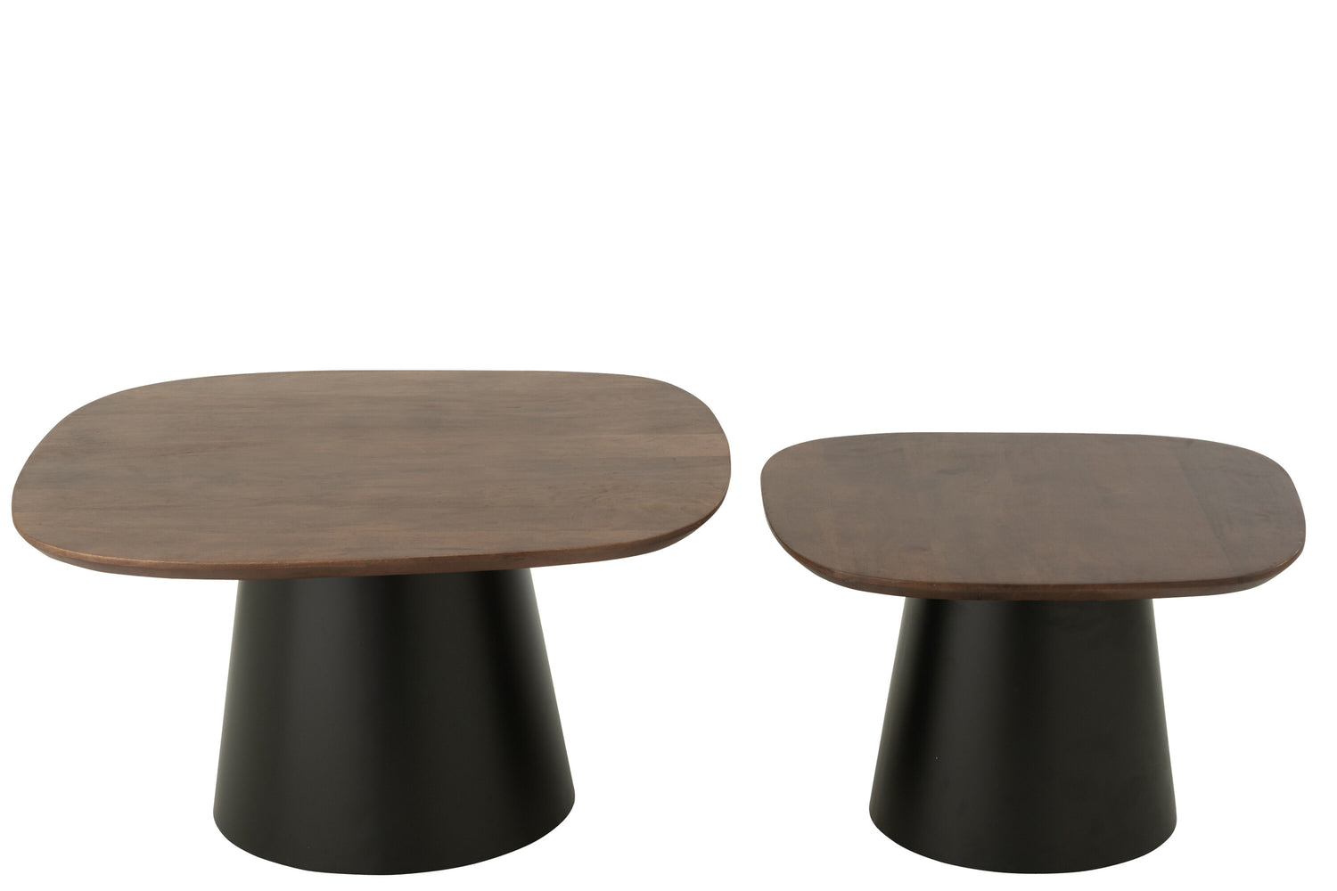 Bijzettafel Vierkant Mangohout Donkerbruin/Zwart Set van 2 - Bijzettafel - J-Line - livinglovely.nl