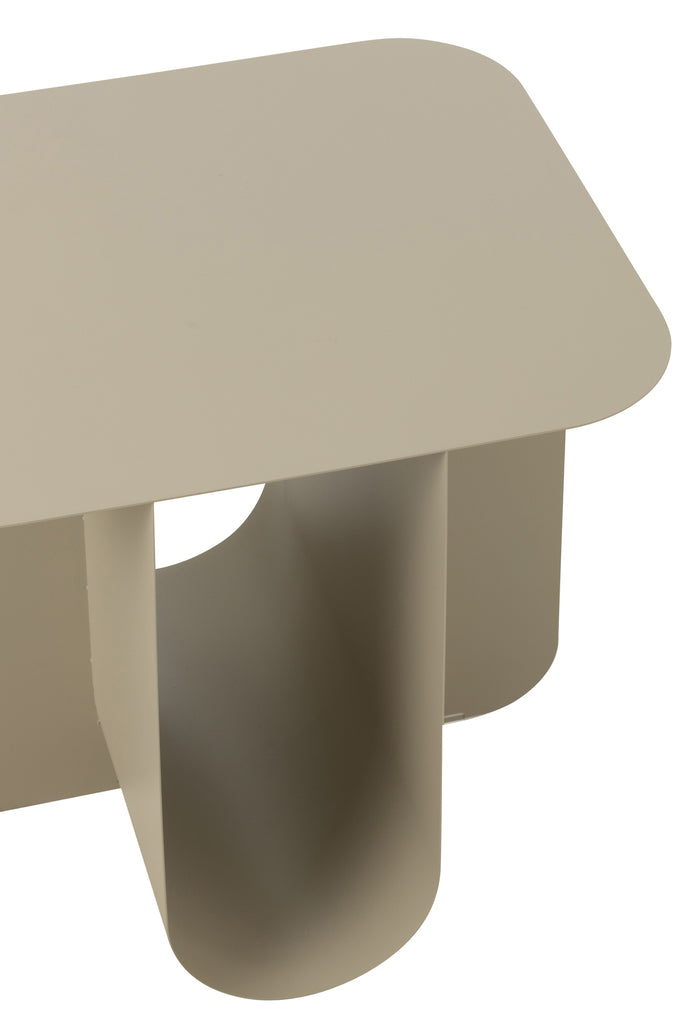 Bijzettafel Vierkant Metaal Beige - Bijzettafel - J-Line - livinglovely.nl