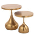 Bijzettafels Druppel Metaal Goud Set van 2 - Bijzettafel - J-Line - livinglovely.nl