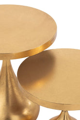 Bijzettafels Druppel Metaal Goud Set van 2 - Bijzettafel - J-Line - livinglovely.nl