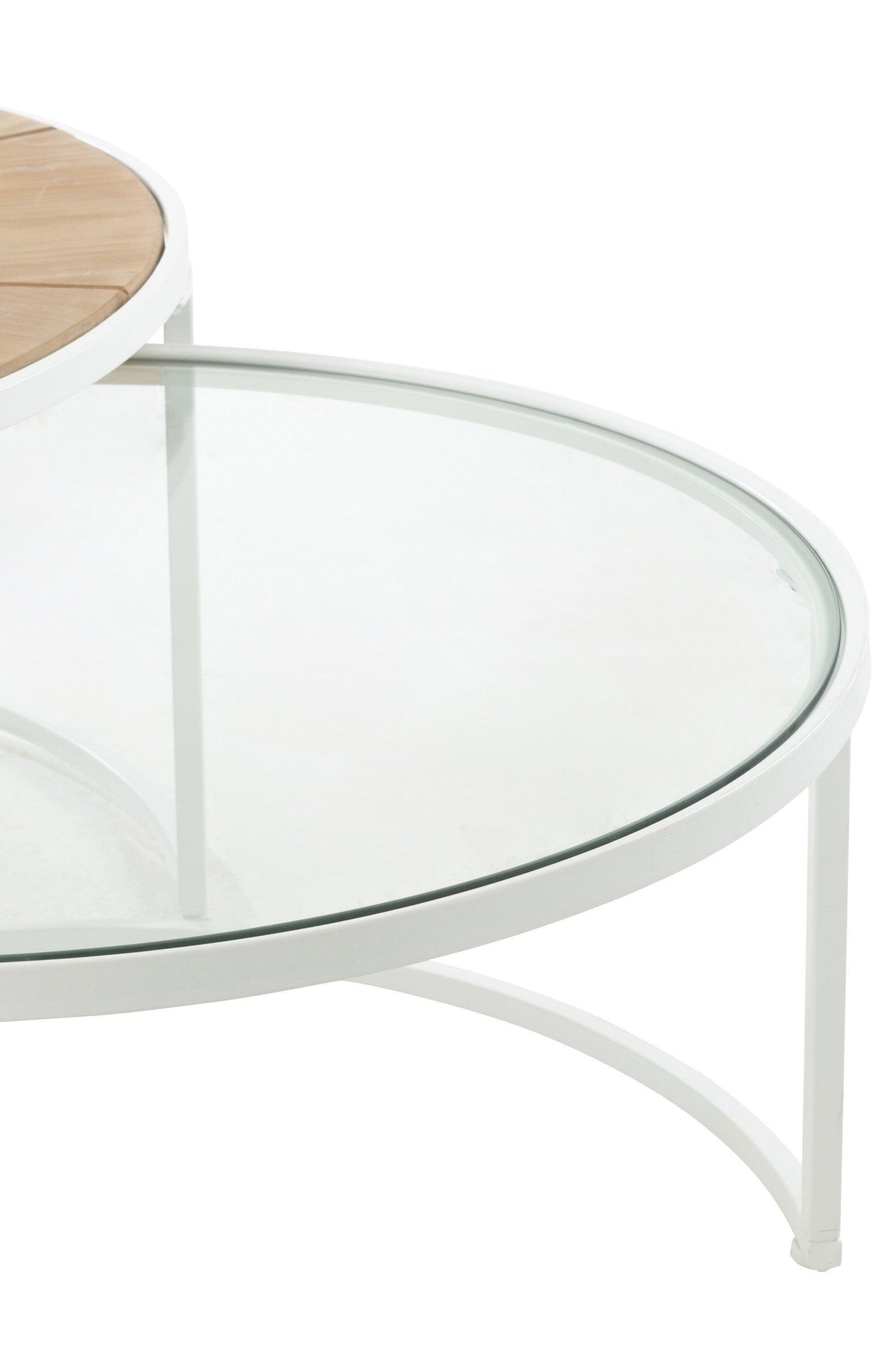 Bijzettafels Relax Metaal/Hout Wit/Naturel Set van 2 - Bijzettafel - J-Line - livinglovely.nl