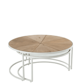Bijzettafels Relax Metaal/Hout Wit/Naturel Set van 2 - Bijzettafel - J-Line - livinglovely.nl