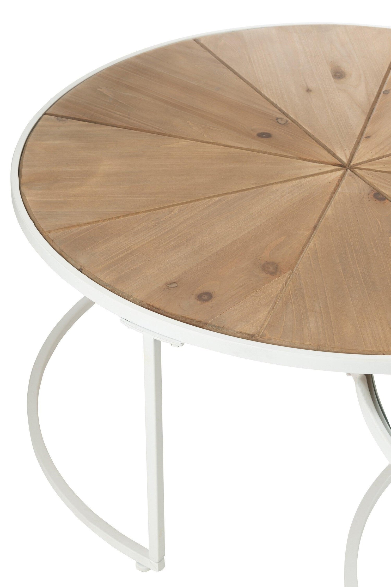 Bijzettafels Relax Metaal/Hout Wit/Naturel Set van 2 - Bijzettafel - J-Line - livinglovely.nl