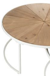 Bijzettafels Relax Metaal/Hout Wit/Naturel Set van 2 - Bijzettafel - J-Line - livinglovely.nl