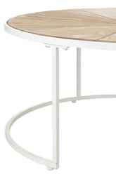 Bijzettafels Relax Metaal/Hout Wit/Naturel Set van 2 - Bijzettafel - J-Line - livinglovely.nl