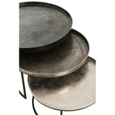 Bijzettafels Rond Aluminium Zwart/Mix Set van 3 - Bijzettafel - J-Line - livinglovely.nl