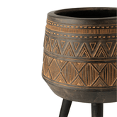 Bloempot 3 poten Ethnic Bruin Beige - Pot - J-Line - livinglovely.nl