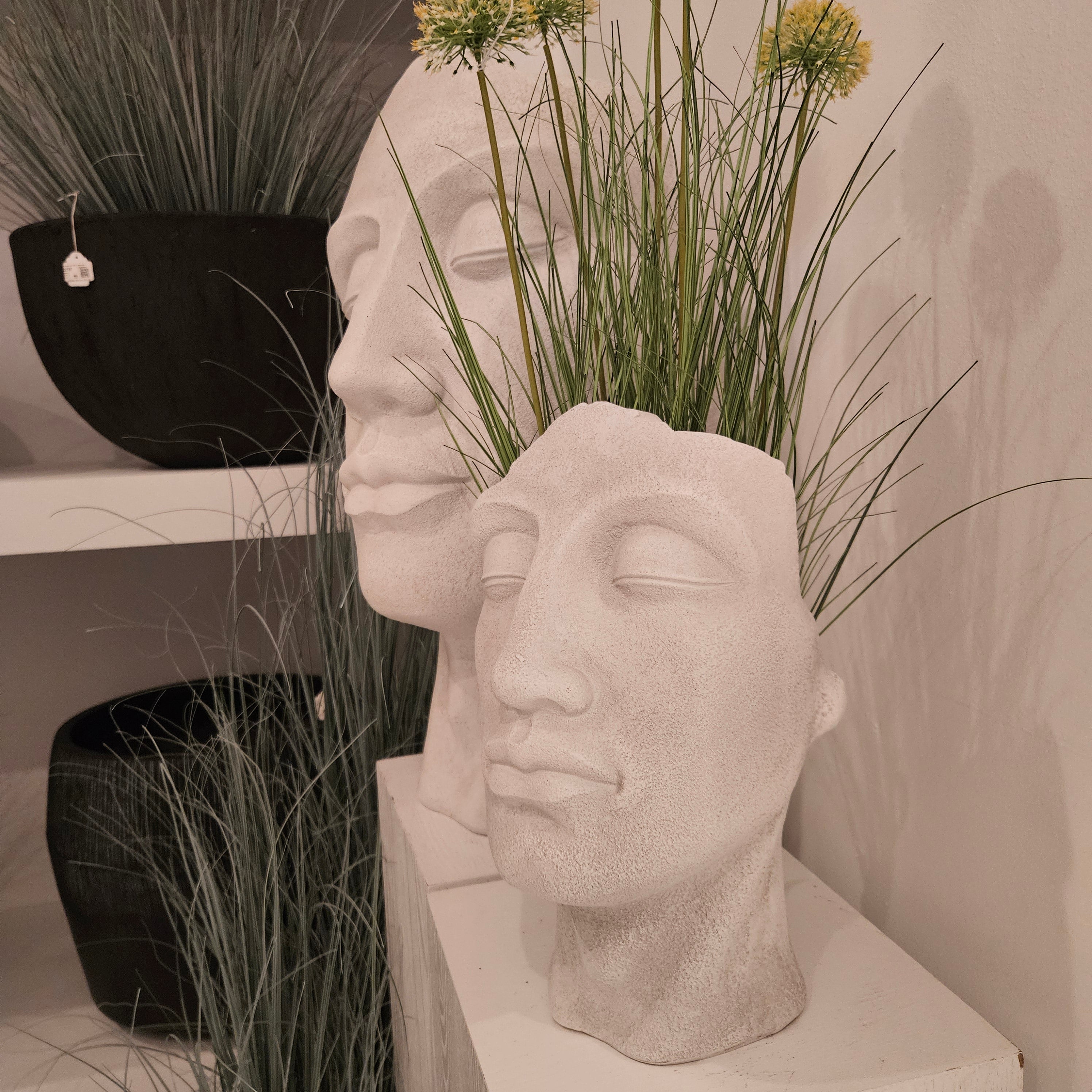 Bloempot David Klei Wit Large - Pot - J-Line - livinglovely.nl