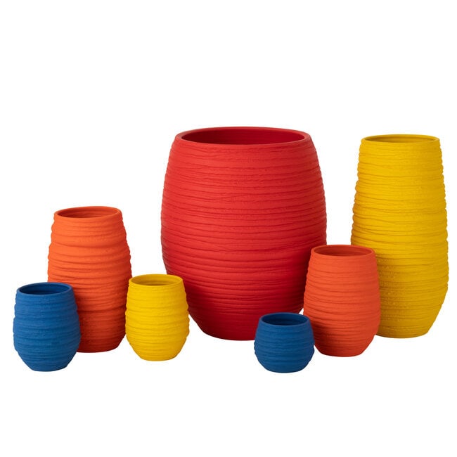 Bloempot Fiesta Keramiek Rood Large - Pot - J-Line - livinglovely.nl