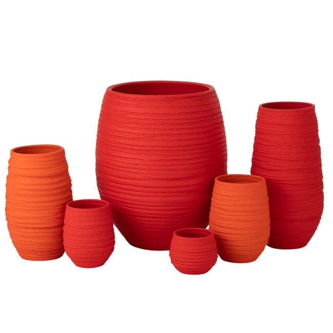 Bloempot Fiesta Keramiek Rood Large - Pot - J-Line - livinglovely.nl