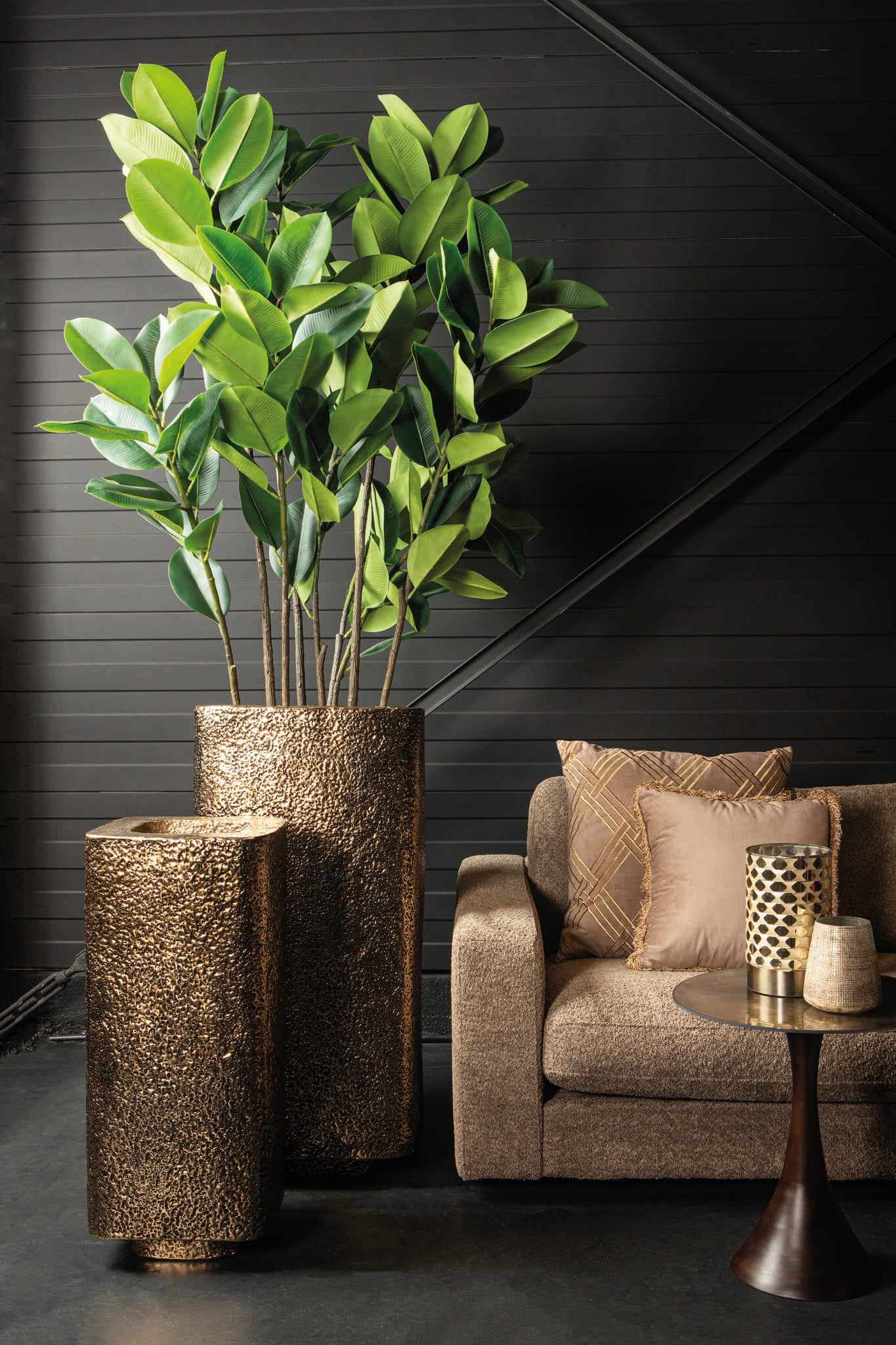 Bloempot Indira - Aluminium - Goud- Set van 2 PTMD - Pot - PTMD - livinglovely.nl