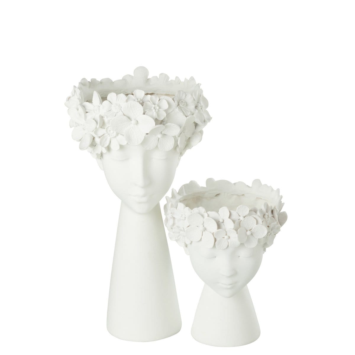 Bloempot Kop Resine Wit Small - Pot - J-Line - livinglovely.nl