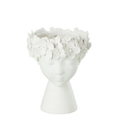 Bloempot Kop Resine Wit Small - Pot - J-Line - livinglovely.nl