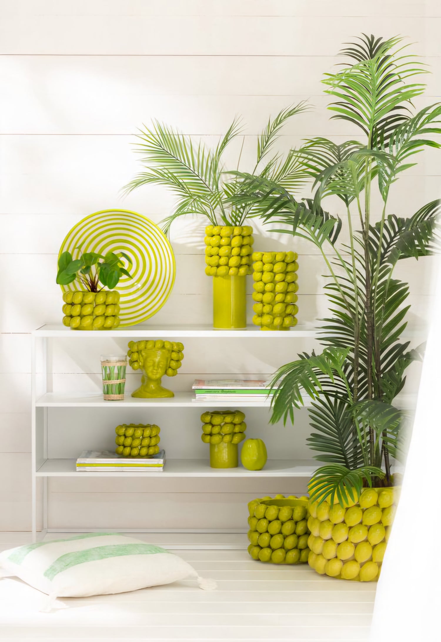 Bloempot Limoen Keramiek Groen Large - Pot - J-Line - livinglovely.nl