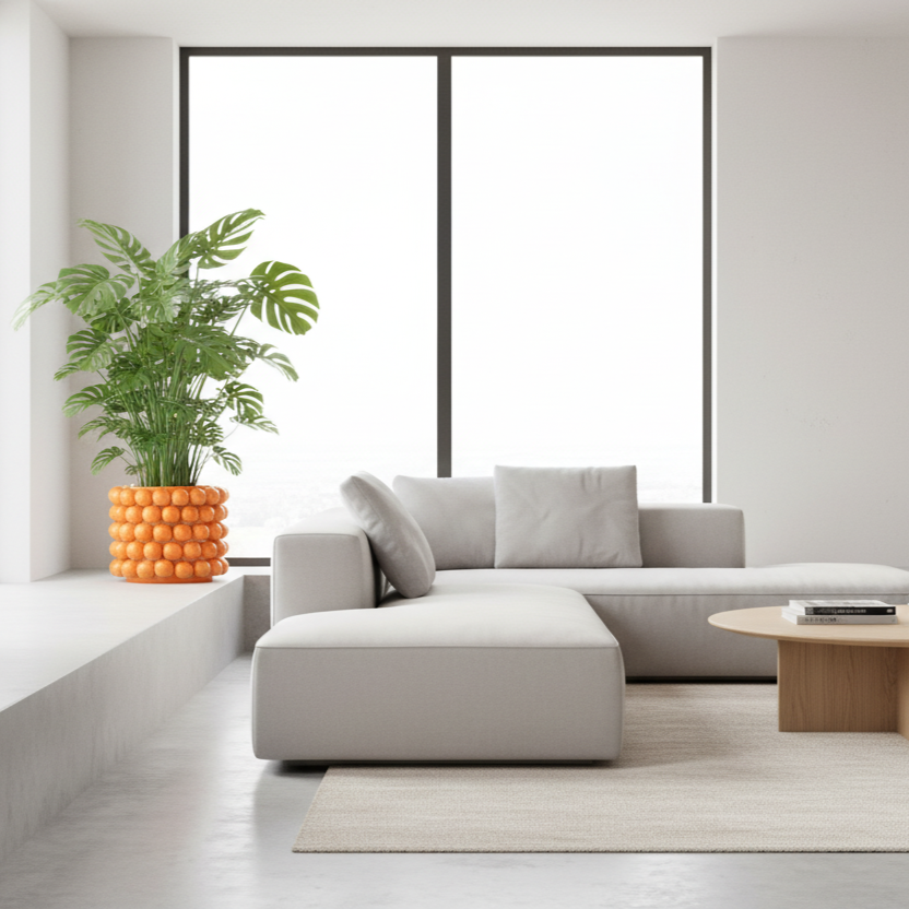 Bloempot Sinaasappels Keramiek Oranje Extra Large J-Line - Pot - J-Line - livinglovely.nl