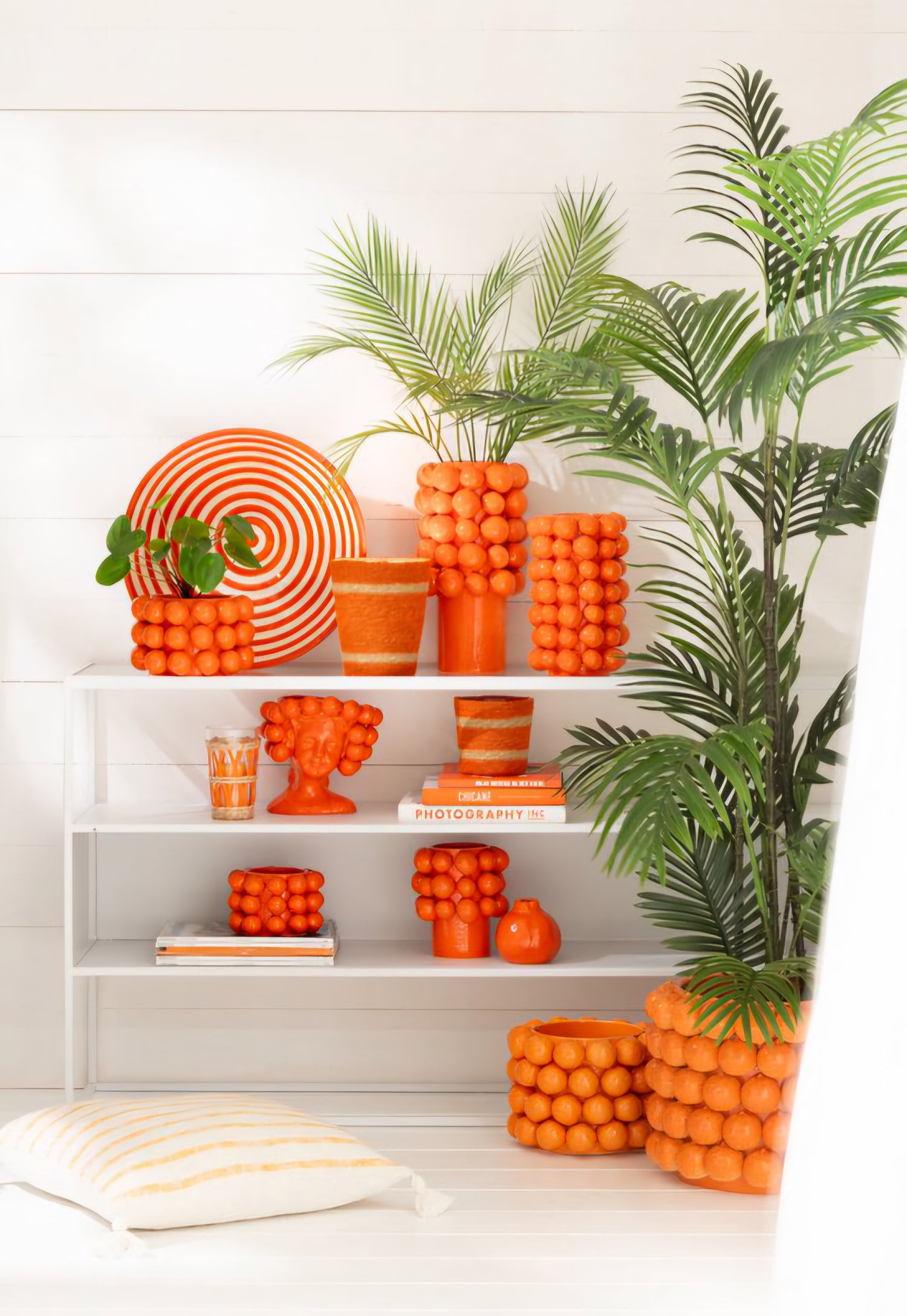 Bloempot Sinaasappels Keramiek Oranje Medium - Pot - J-Line - livinglovely.nl