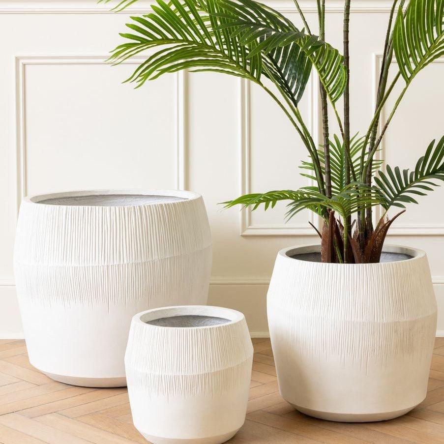 Bloempot Vezelklei Wit Set van 3 J-Line - Pot - J-Line - livinglovely.nl