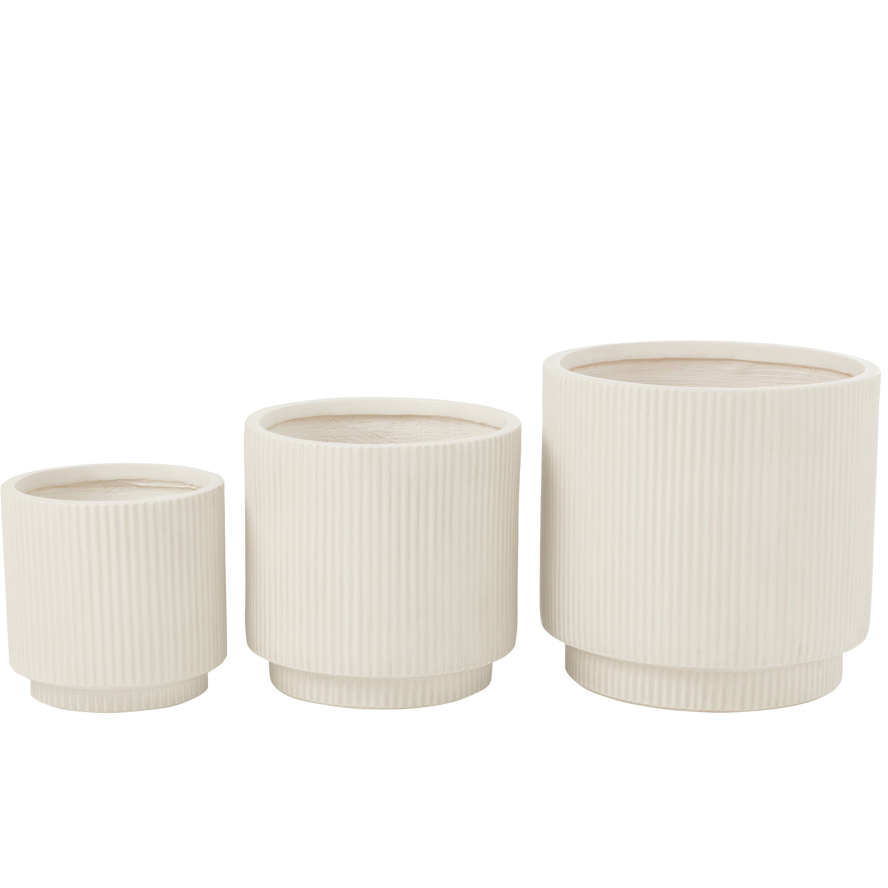 Bloempotten Misty Klei Wit Set van 3 - Pot - J-Line - livinglovely.nl