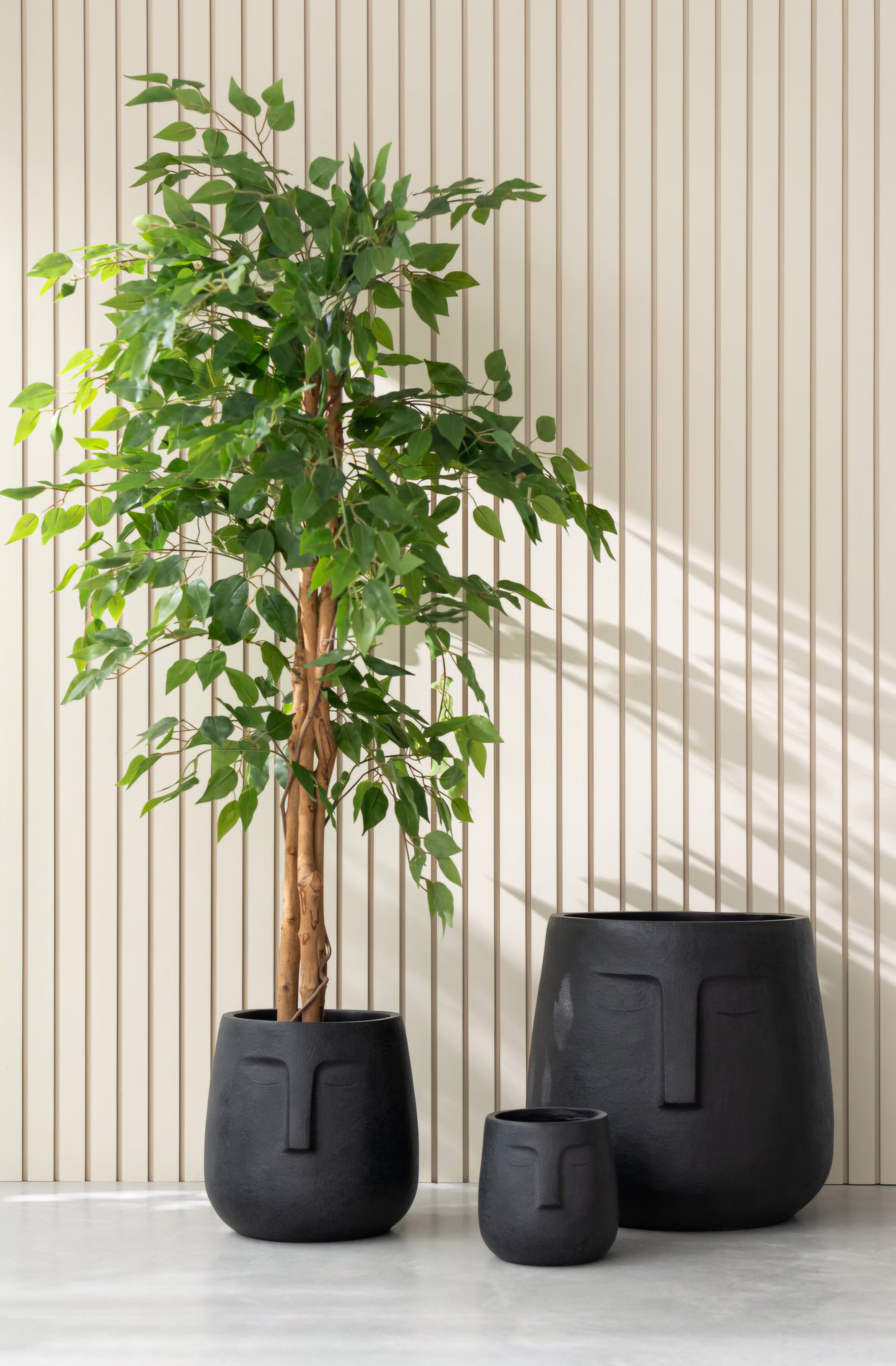 Bloempotten Moai Klei Zwart Set van 3 - Pot - J-Line - livinglovely.nl