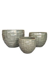 Bobi Pearl Ceramic Pot Round Square Pattern Set van 3 PTMD - Pot - PTMD - livinglovely.nl
