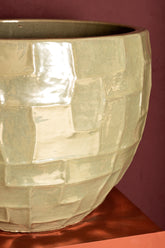 Bobi Pearl Ceramic Pot Round Square Pattern Set van 3 PTMD - Pot - PTMD - livinglovely.nl