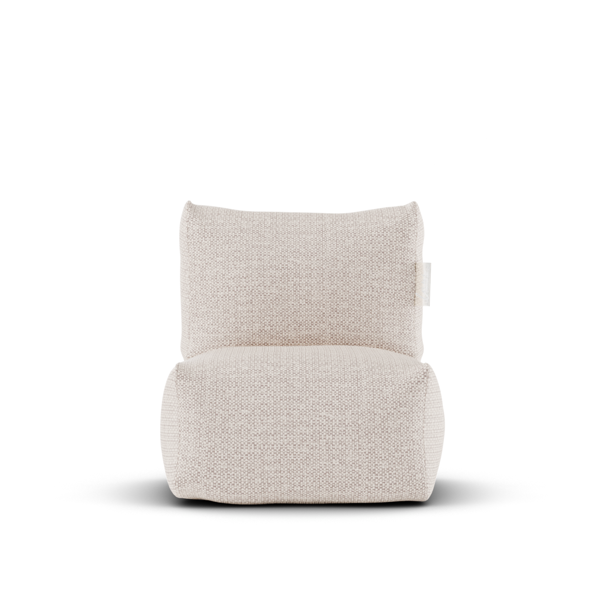 Beige Boho kinderstoel van Laui Lounge van voren, met zitting van 48 bij 48 centimeter