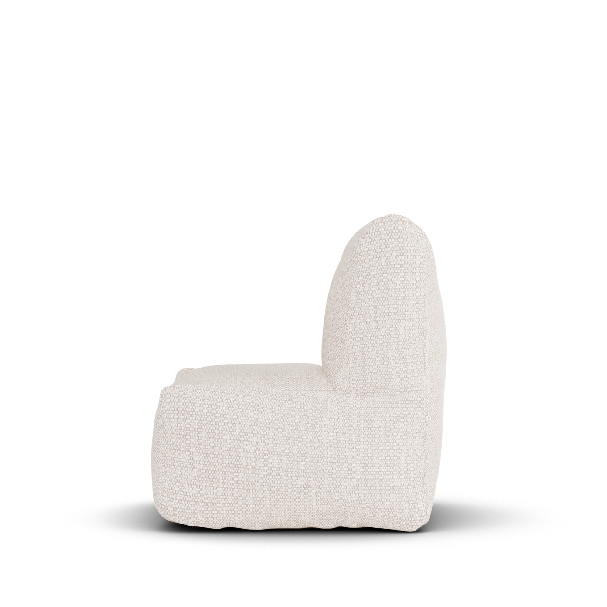 Beige Boho kinderstoel van Laui Lounge van opzij, met rughoogte van 50 centimeter