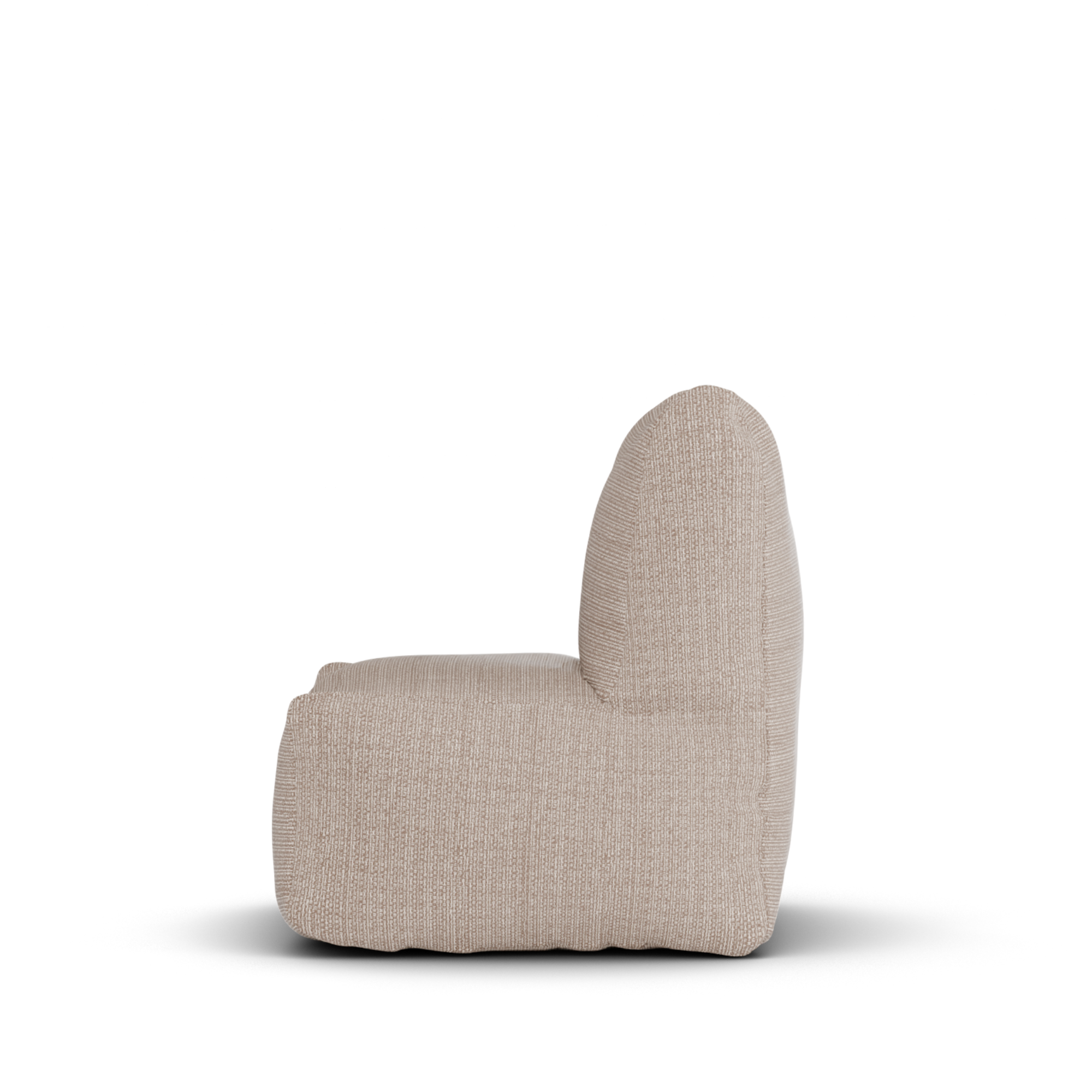 Taupe Boho kinderstoel van Laui Lounge van opzij, met rughoogte van 50 centimeter