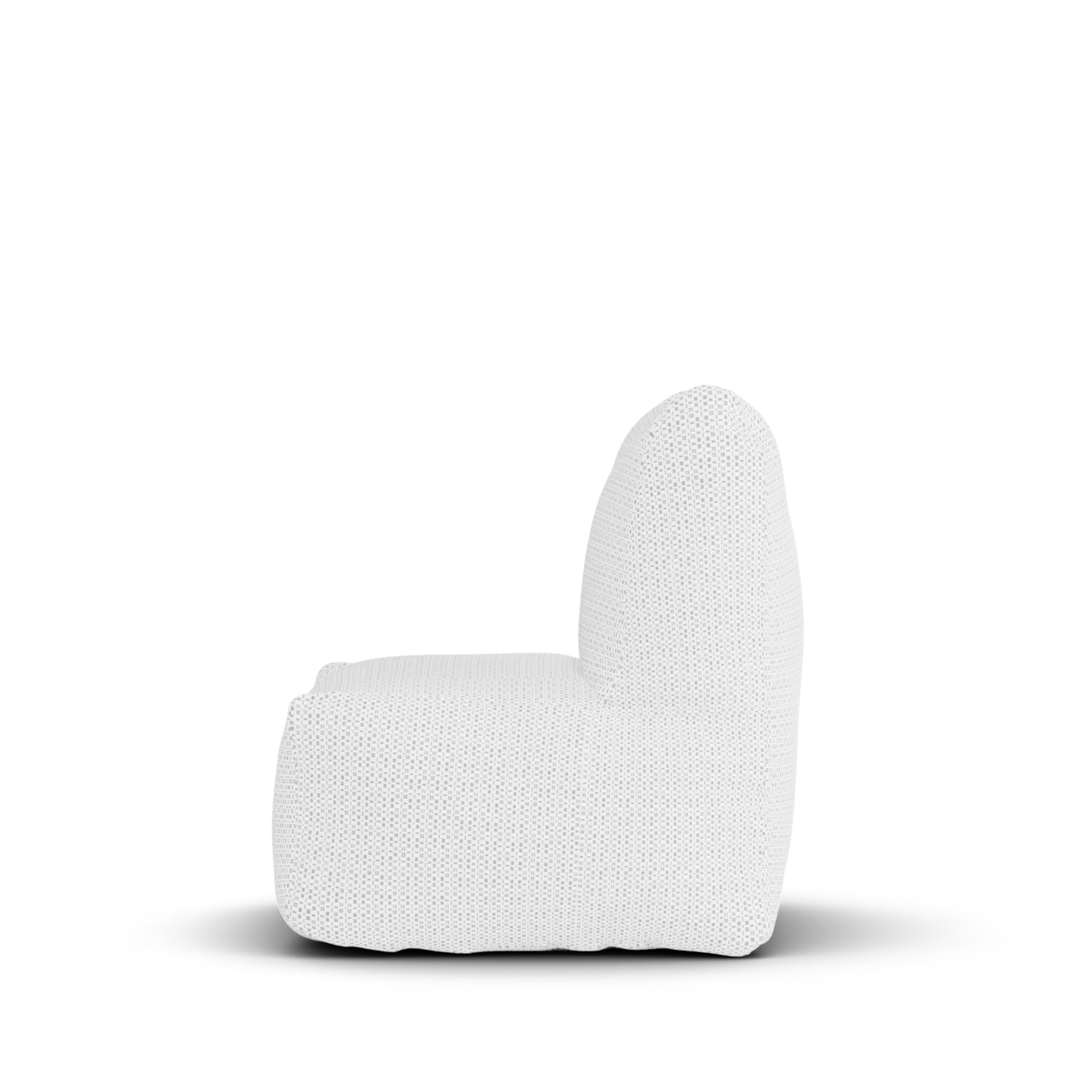 Witte Boho kinderstoel van Laui Lounge van opzij, met rughoogte van 50 centimeter
