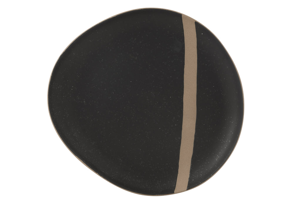 Bord Keramiek Zwart/Taupe Large J-Line - Bord - J-Line - livinglovely.nl