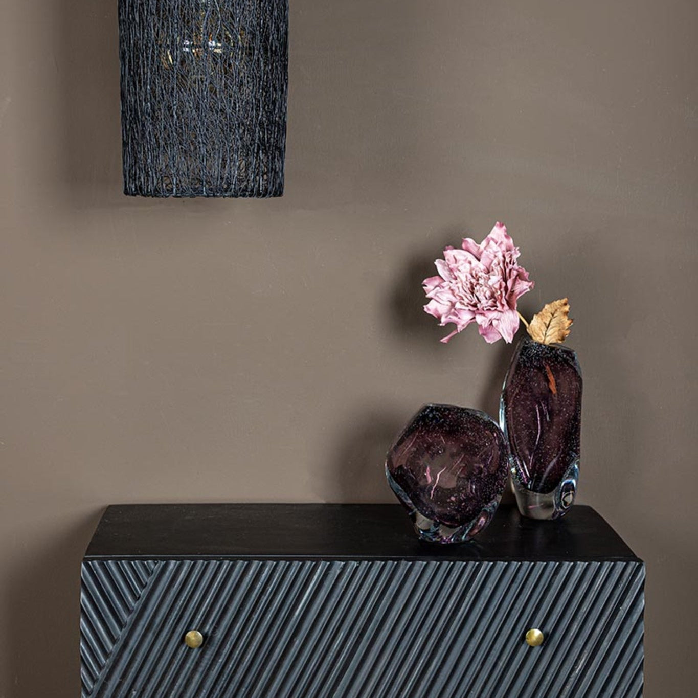 Bryce Purple Thick Angular Glass Vase Regular 13.5x12.5x27cm PTMD - Vaas - PTMD - livinglovely.nl