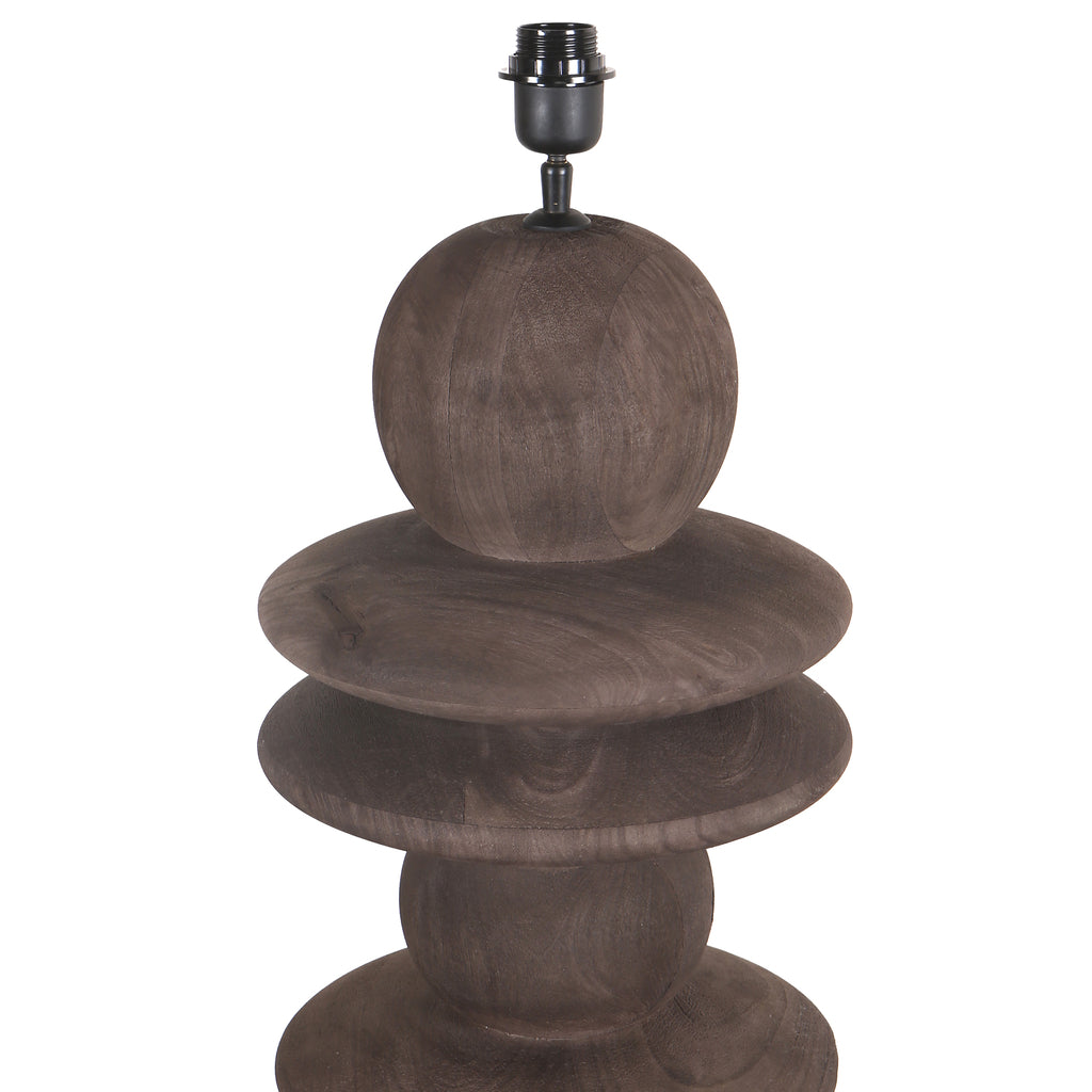 Callain Brown mango wood floor lamp base round PTMD - Vloerlamp - PTMD - livinglovely.nl