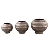 Cherith Bronze Round Ceramic Pot Ribbed L Dia34x30cm PTMD - Pot - PTMD - livinglovely.nl
