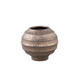 Cherith Bronze Round Ceramic Pot Ribbed S Dia23,5cmxH21cm - Pot - PTMD - livinglovely.nl