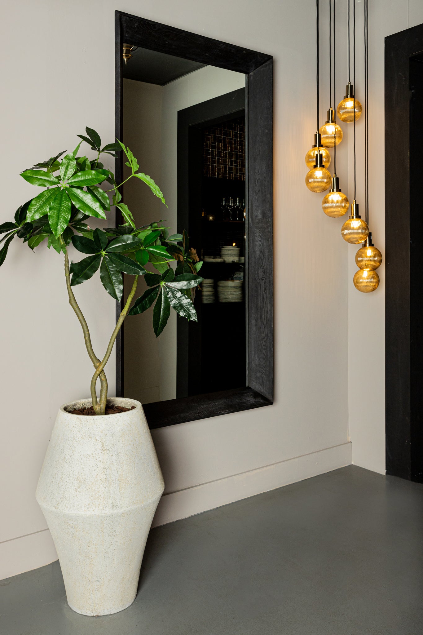 Chevar Black Oak Wood Mirror Rectangle S 70x130x160cm PTMD - Spiegel - PTMD - livinglovely.nl