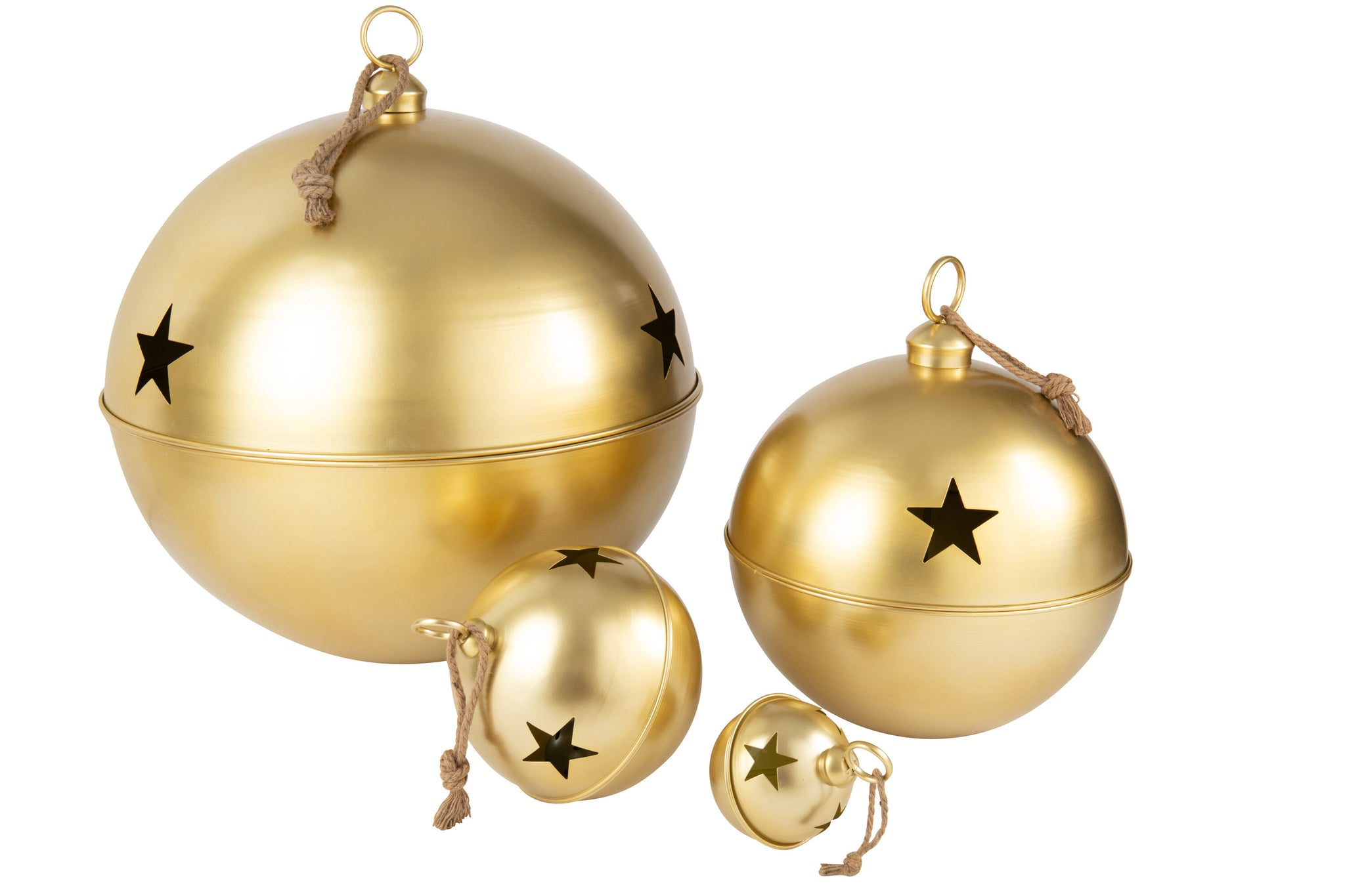 Christmas Bauble Ball Iron Gold Colored Extra Large - - J-Line - livinglovely.nl