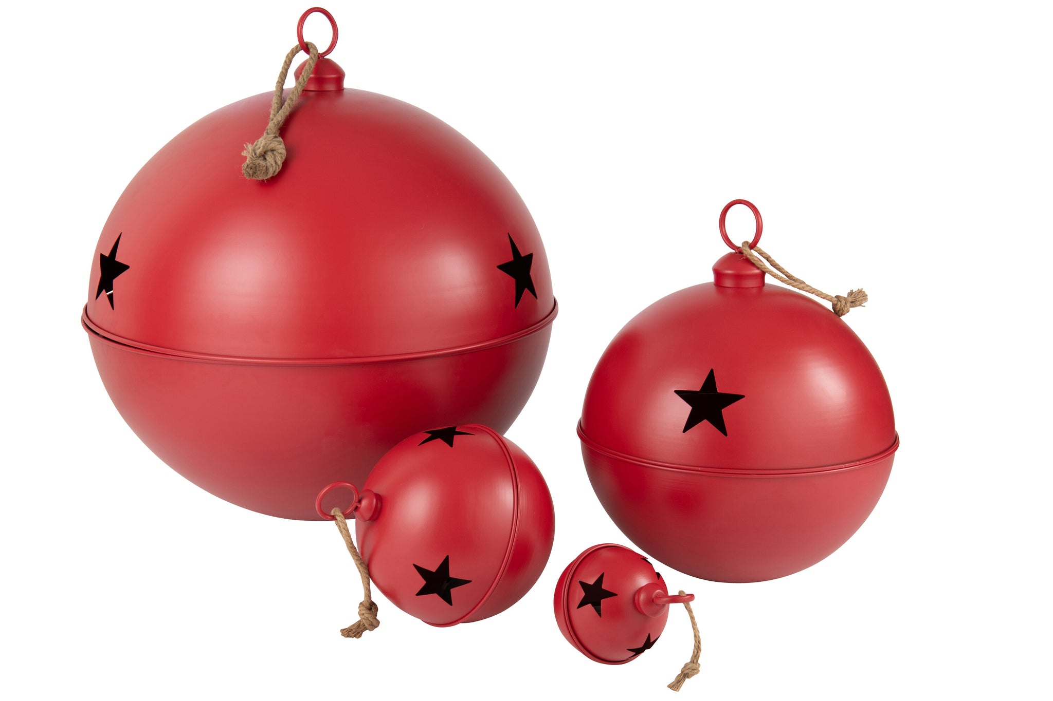 Christmas Bauble Mat Ball Iron Red Extra Large - - J-Line - livinglovely.nl