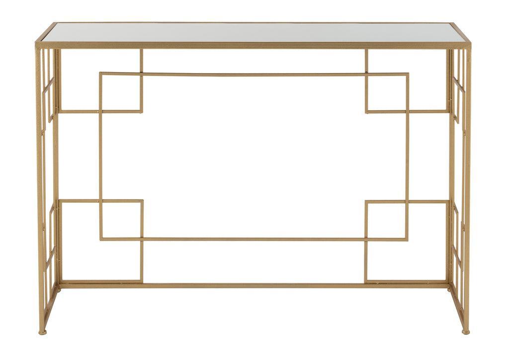 Console Lijnen Metaal/Glas Goud - Sidetable - J-Line - livinglovely.nl
