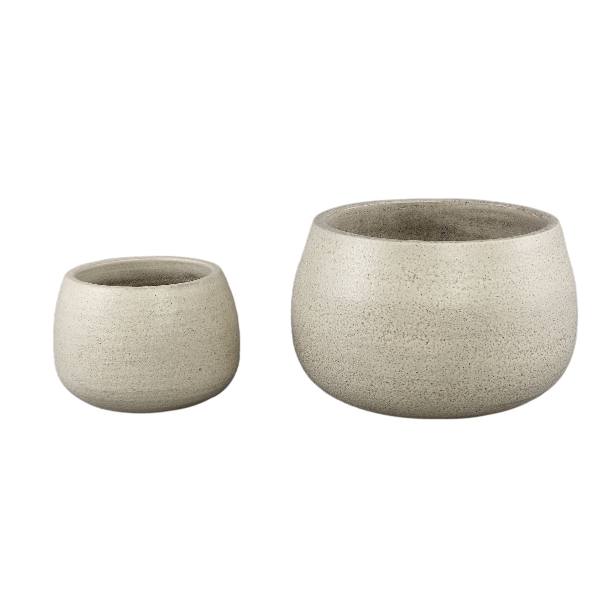 Coraline White Round Ceramic Pot Rough Finish Set van 2 PTMD - Pot - PTMD - livinglovely.nl