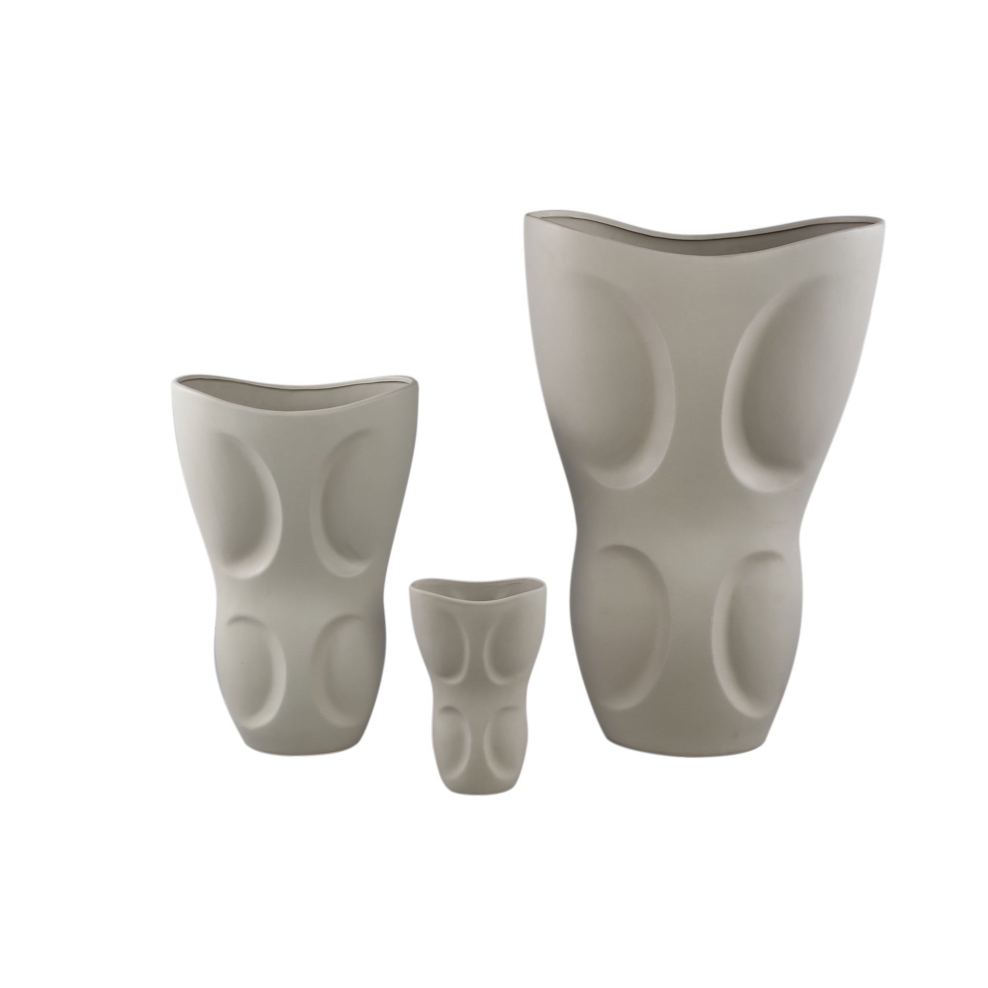 Dayna Grey Oval Ceramic Vase With Pattern M 31.5x18.5x50.5cm PTMD - Vaas - PTMD - livinglovely.nl